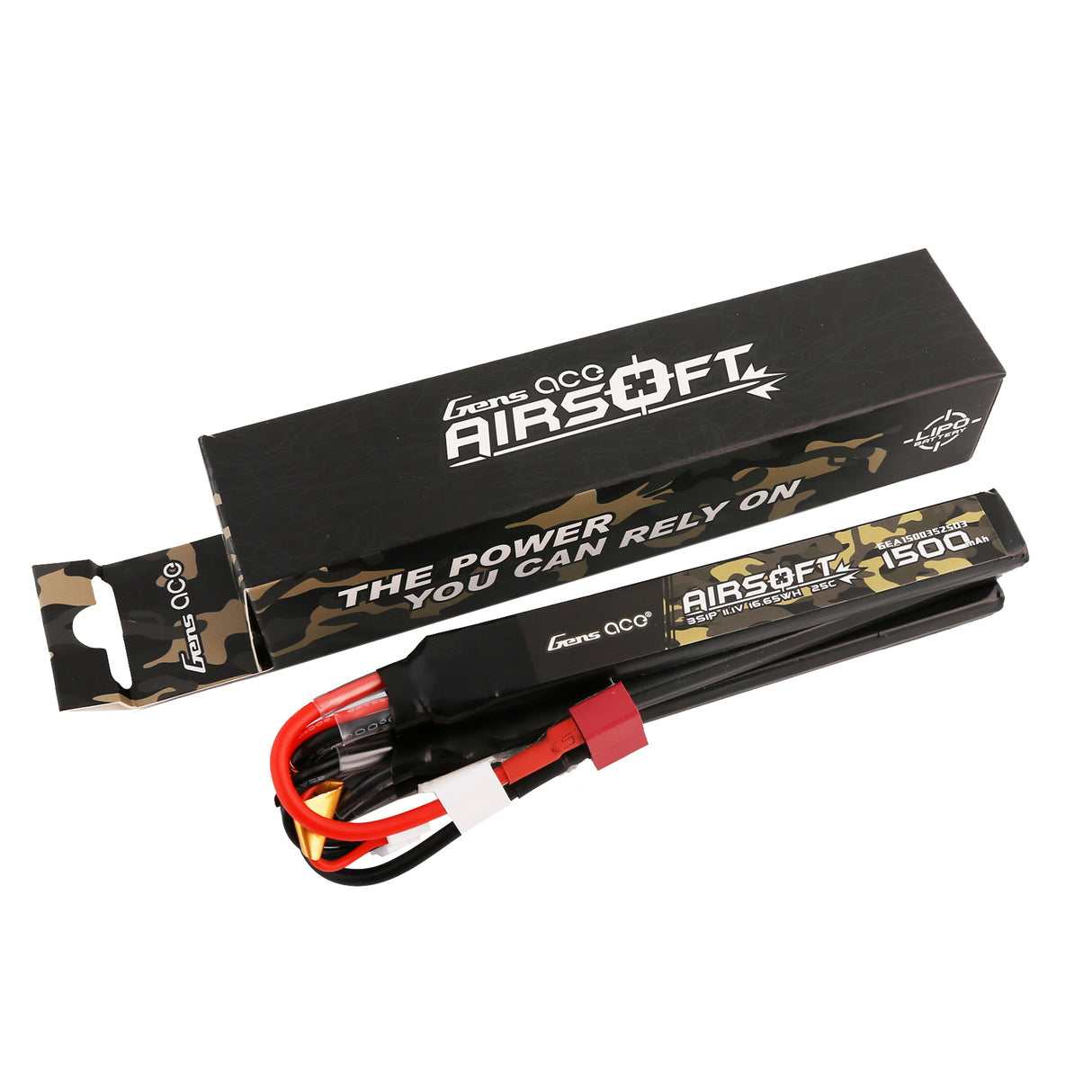 GensAce 25C 1500mAh 3S1P 11.1V, Tripple-Sticktype mit T-Stecker