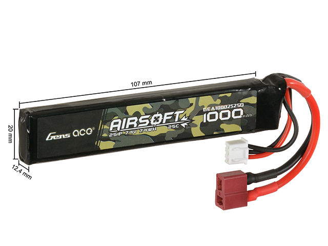 Kopie von Gens Ace 25C 1000mAh 2S1P 7.4V Sticktype mit T-Stecker #1