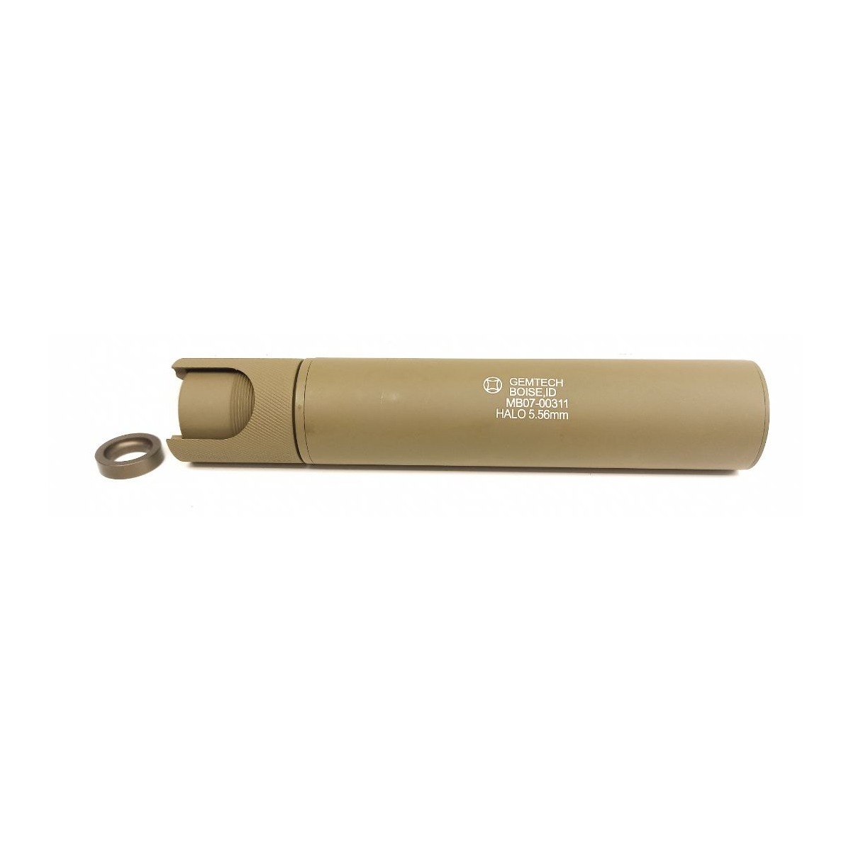 ROYAL "HALO" Schalldämpferattrappe mit Markings, 195x35mm, TAN/DE
